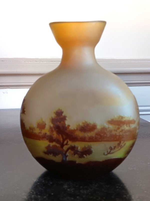 Emile Gallé Vase Gourde Au Paysage Lacustre Art Nouveau-photo-3