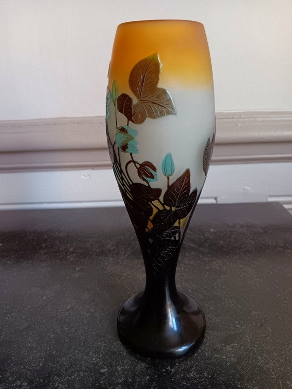 Emile Gallé Art Nouveau Vase Blue Anemones-photo-2