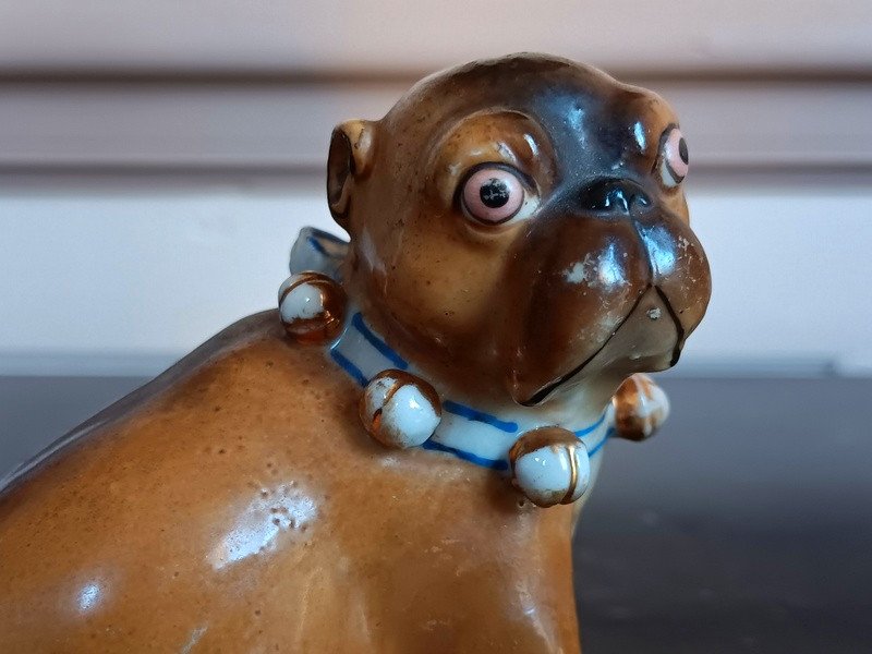 Paire De Chiens Carlins En Porcelaine De Saxe Pössneck Conta & Boehme-photo-1