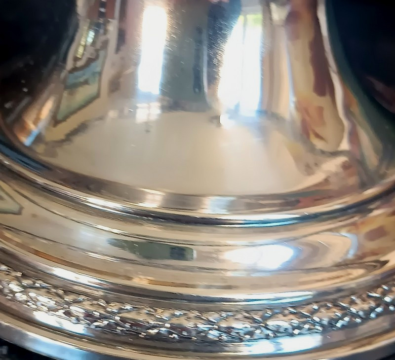 Baccarat Coupe En Cristal Montée Argent Compotier En Cristal Gravé De Guirlandes De Roses-photo-8