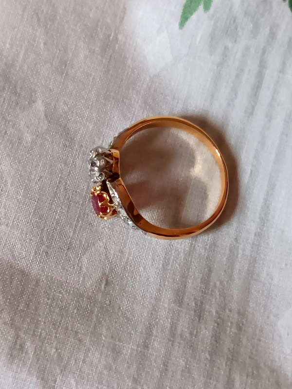 Bague Toi Et Moi Deux Ors 18 Carats Diamants Et Rubis-photo-1