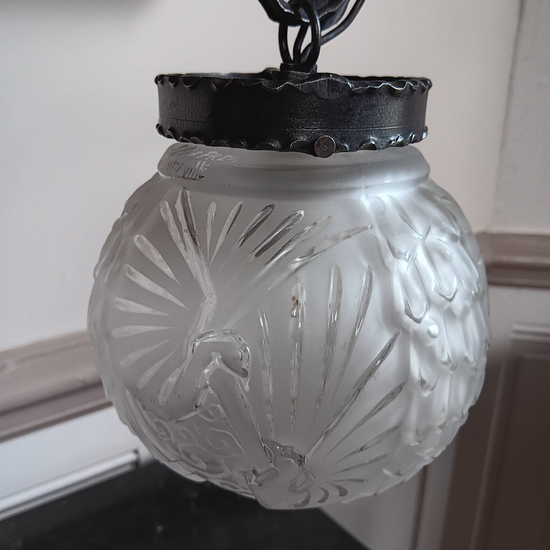 Muller Frères Lunéville Importante Lampe Aux Paons Fer Forgé époque Art Déco Vers 1930-photo-4
