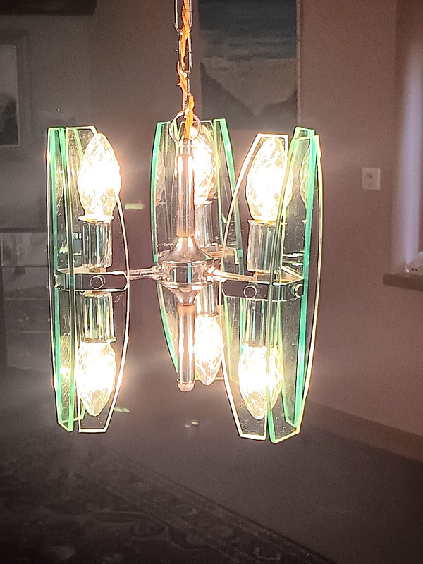 Lustre Veca En Verre Murano Italie Années 1970