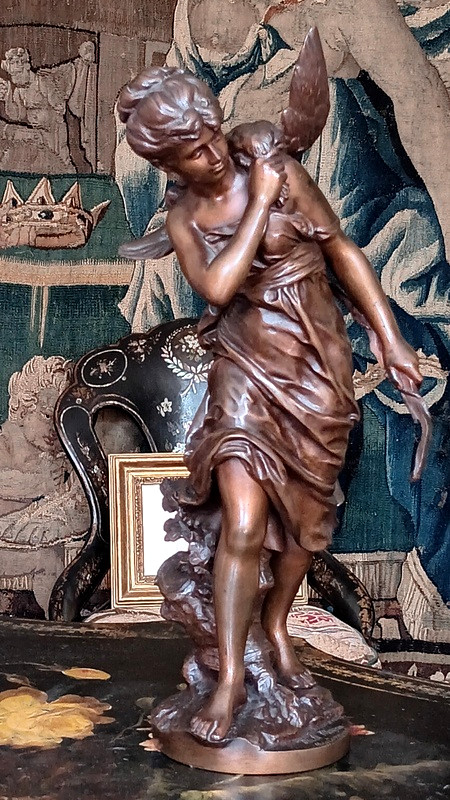 Mathurin Moreau (1822-1912) Délicieux Bronze Jeune Femme Chasseresse 