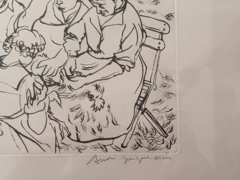 André Jacquemin (1904 - 1992) Engraving The Poultry Pluckers At Polignac Le Puy-en-velay-photo-1