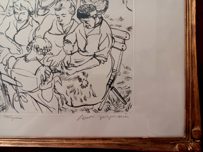 André Jacquemin (1904 - 1992) Engraving The Poultry Pluckers At Polignac Le Puy-en-velay-photo-4