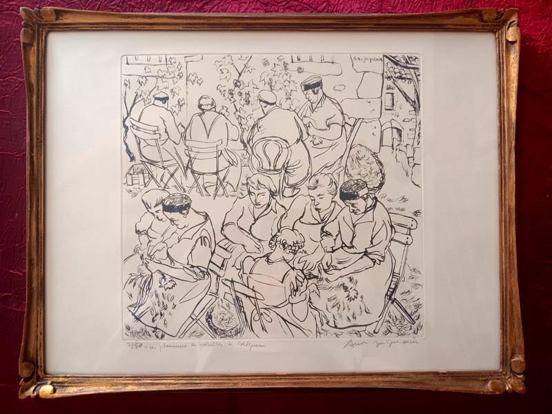 André Jacquemin (1904 - 1992) Engraving The Poultry Pluckers At Polignac Le Puy-en-velay