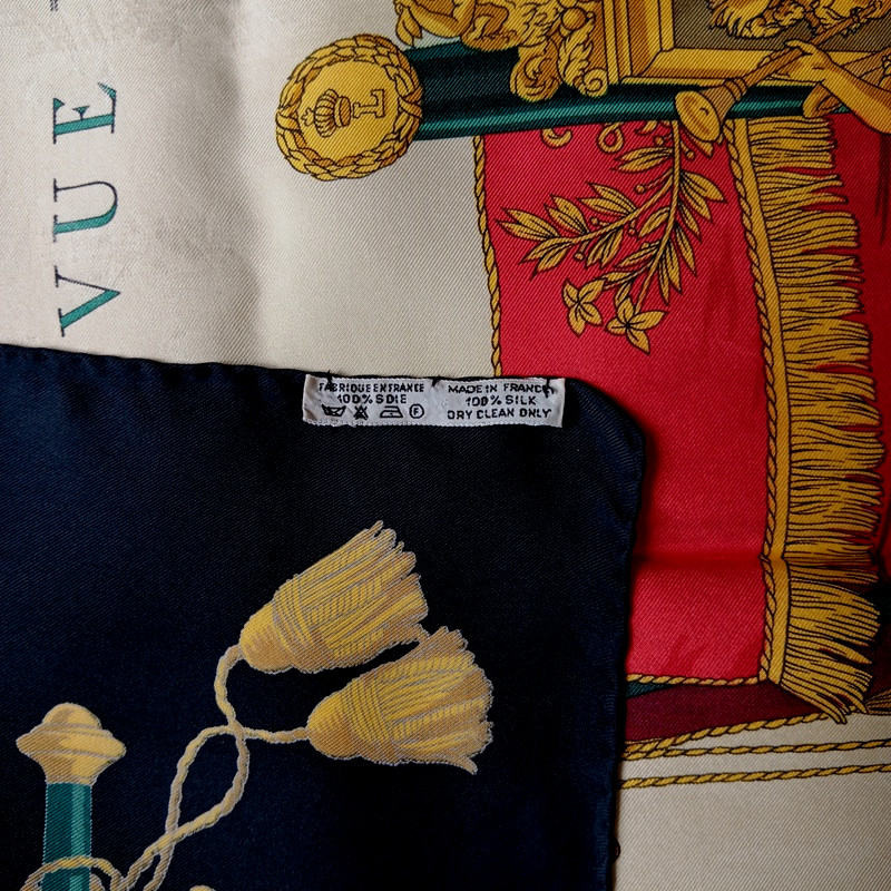 Carré foulard ancien Hermès Vue du carrosse de la galère La Réale Hugo Grygkar -photo-3