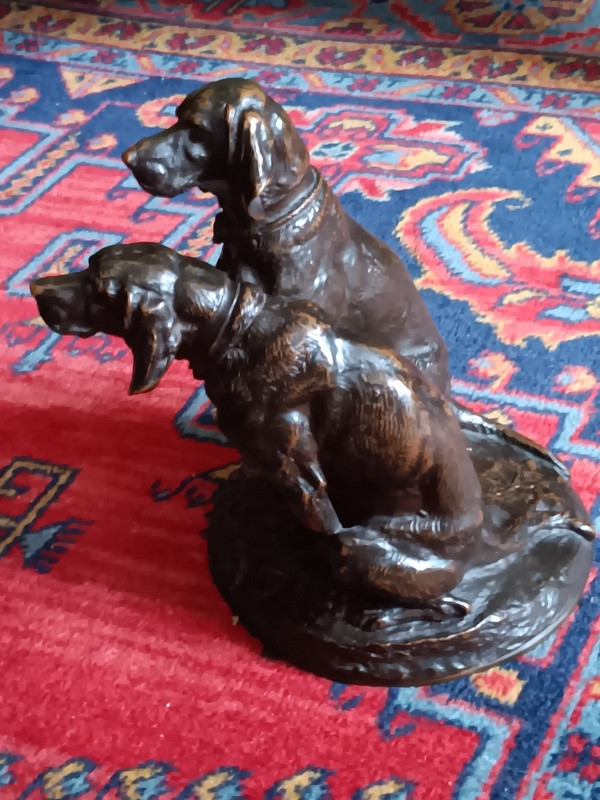 Emmanuel Fremiet (1824-1910) Bronze Two Hunting Dogs -photo-3