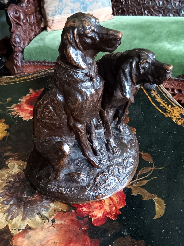 Emmanuel Fremiet (1824-1910) Bronze Two Hunting Dogs -photo-5