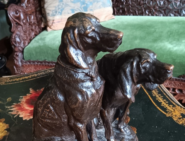 Emmanuel Fremiet (1824-1910) Bronze Two Hunting Dogs -photo-6