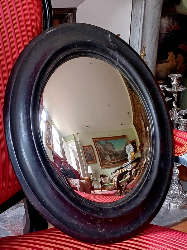 Miroir Sorcière en bois noirci Epoque Napoléon III