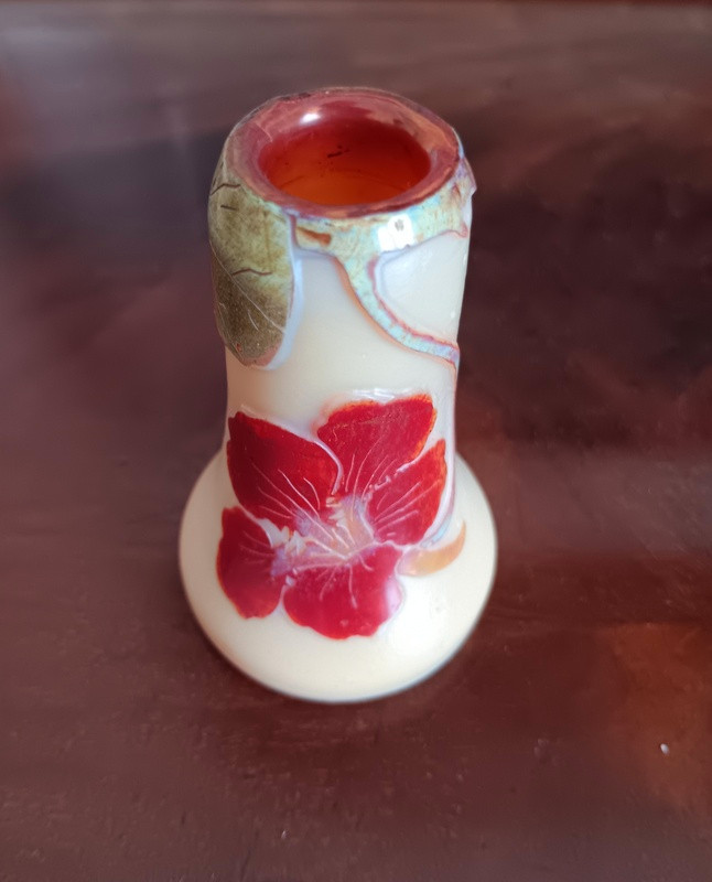 Legras Sd Vase With Art Nouveau Nasturtium Vitrified Decoration-photo-4