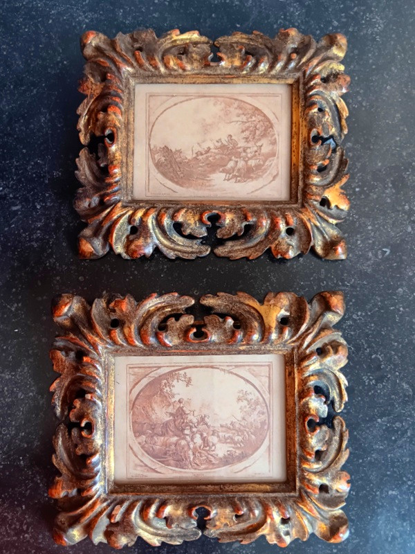 Pair Of Miniature Engravings By Demarteau (1722 - 1776) After Jb Huet (1745 - 1811)