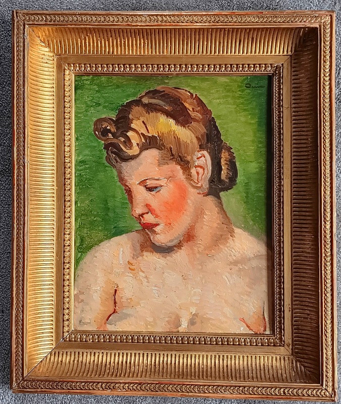 Edmond Ceria (1884 - 1955) Portrait de jeune femme nue Tableau peinture Art déco  1930 - 1940-photo-2