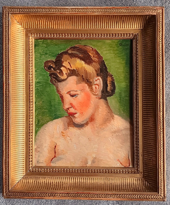 Edmond Ceria (1884 - 1955) Portrait de jeune femme nue Tableau peinture Art déco  1930 - 1940