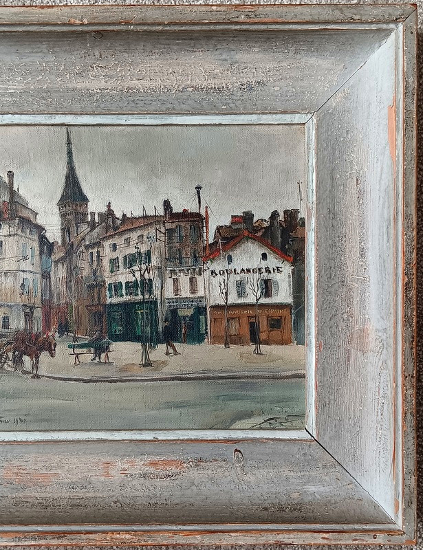 André Boureau (Bougie 1917- Céret 1999) Vue d'Angoulême scène de rue animée tableau peinture -photo-4