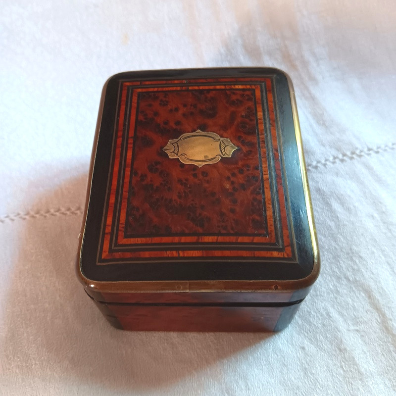 Coffret à bijoux marqueté en loupe bois de rose ébène boite en marqueterie-photo-4