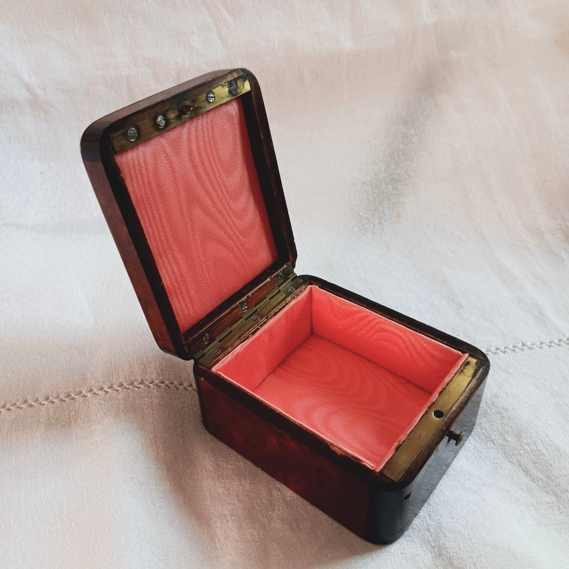 Coffret à bijoux marqueté en loupe bois de rose ébène boite en marqueterie-photo-3