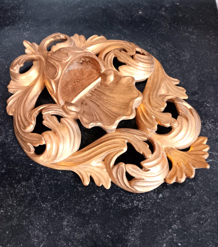 Lovely Stoup In Gilded Wood From The 19th Century-photo-6