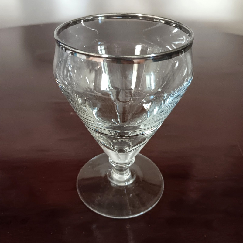Bel ensemble de 6 verres de bistrot à piédouche d'époque Art déco 1930 jamais utilisés-photo-2