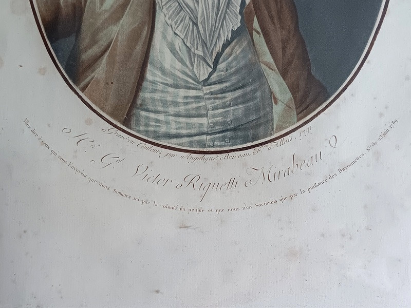 Portrait de Mirabeau (1749 - 1791) gravé par Angélique Briceau Aquatinte gravure 1791-photo-1