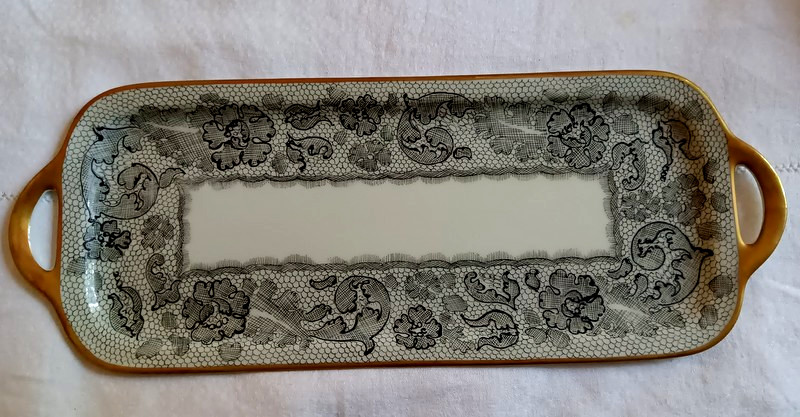 Camille Le Tallec And Limoges For Marcel Rochas Porcelain Dish From The Lace Decoration Service