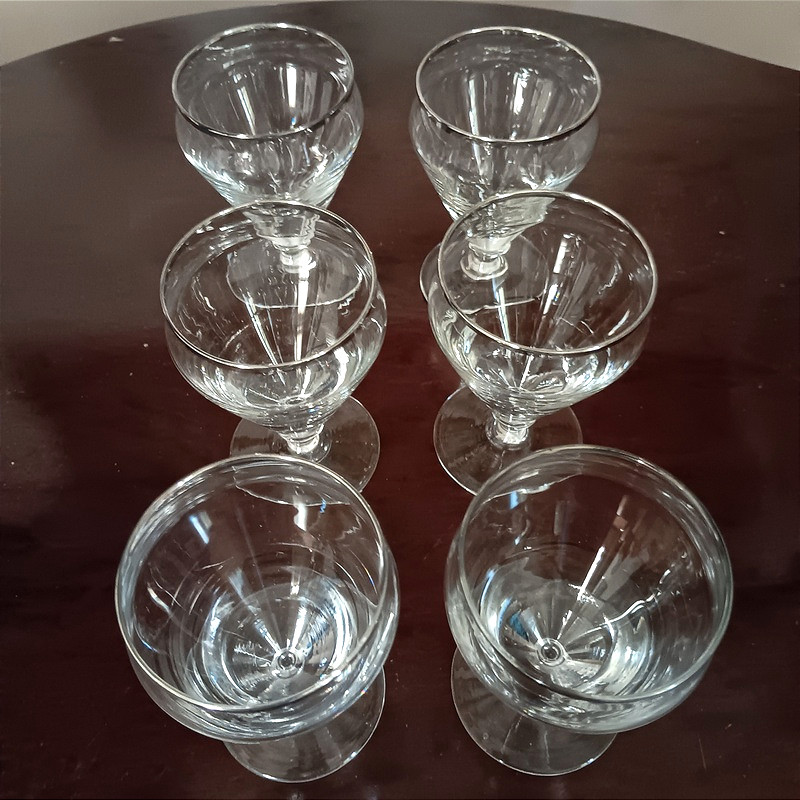 6 authentiques verres anciens de bistrot d'époque Art déco 1930 jamais utilisés-photo-1