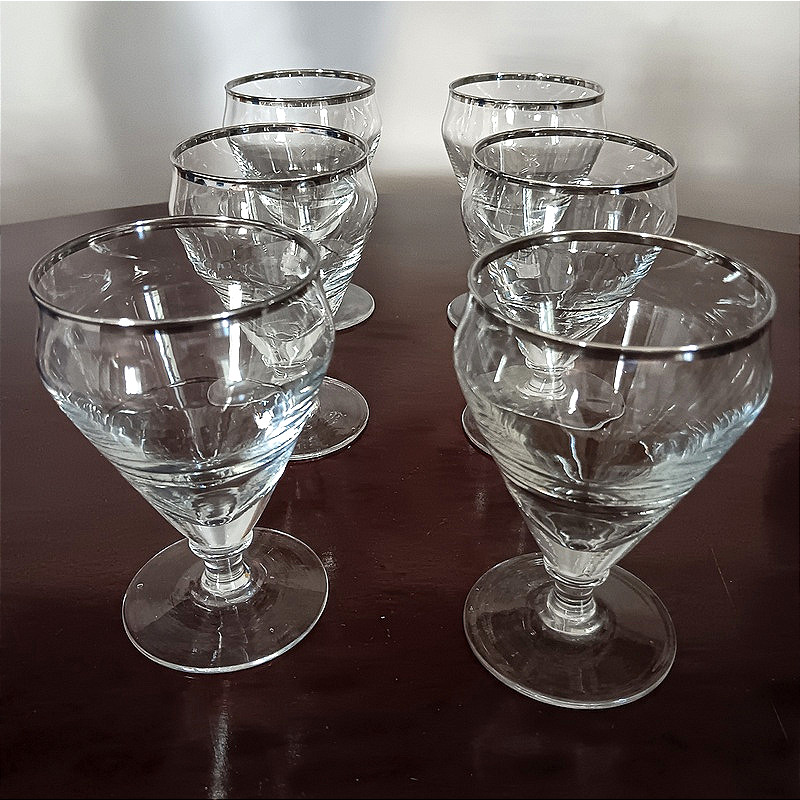 6 authentiques verres anciens de bistrot d'époque Art déco 1930 jamais utilisés