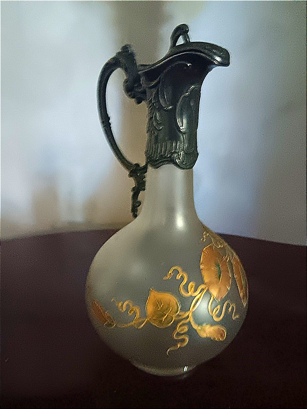 Aiguière en verre émaillé et métal argenté Art nouveau Legras-photo-3