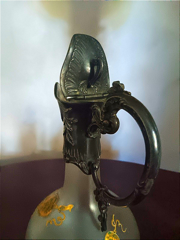 Aiguière en verre émaillé et métal argenté Art nouveau Legras-photo-3