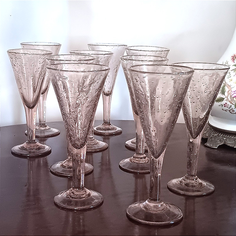 10 grands verres de table de Biot signés
