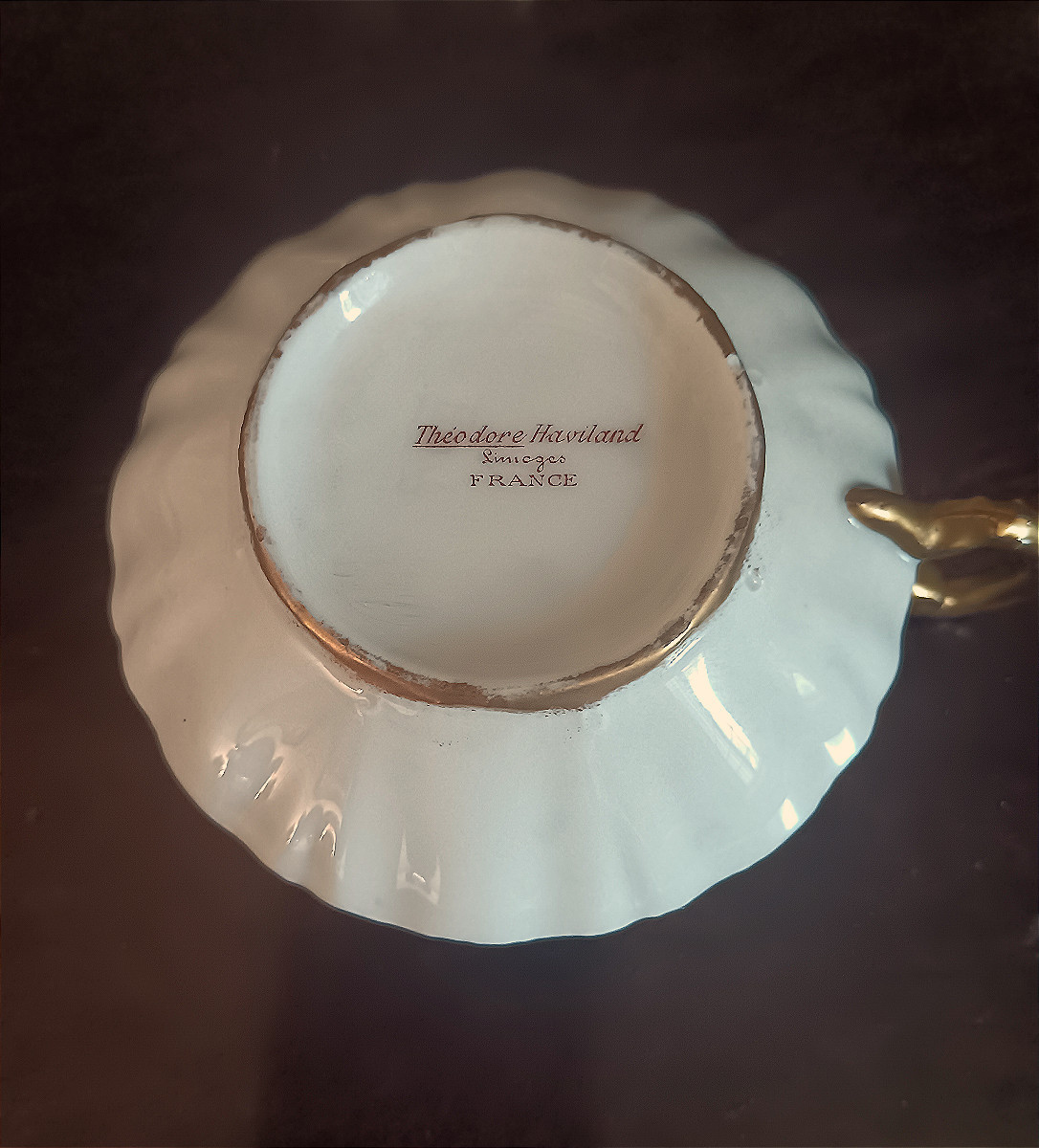 Theodore Haviland Limoges Porcelain Tea Or Coffee Cups With Gold Inlay -photo-4