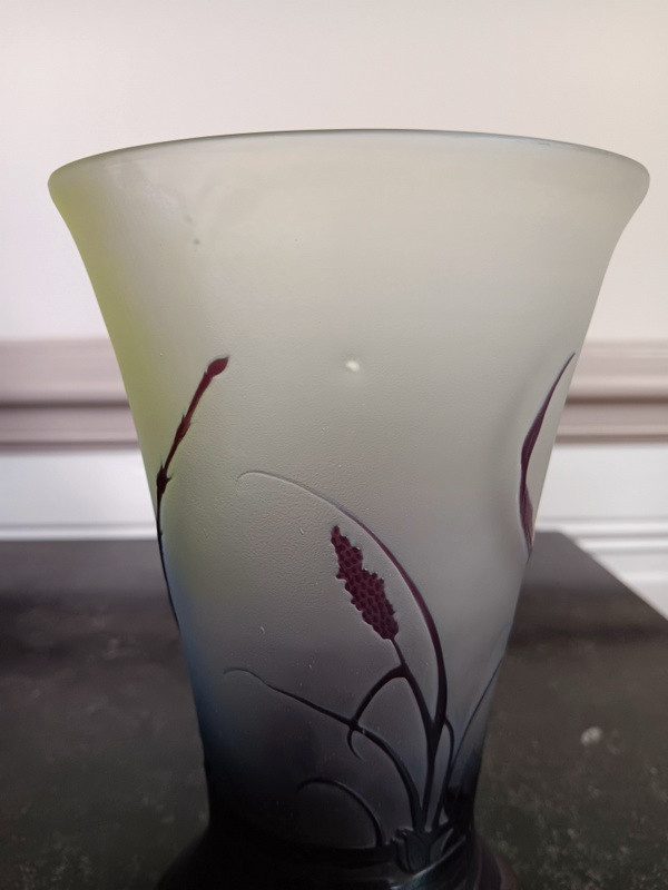 Vase Gallé Art nouveau aux iris et nénuphars-photo-4