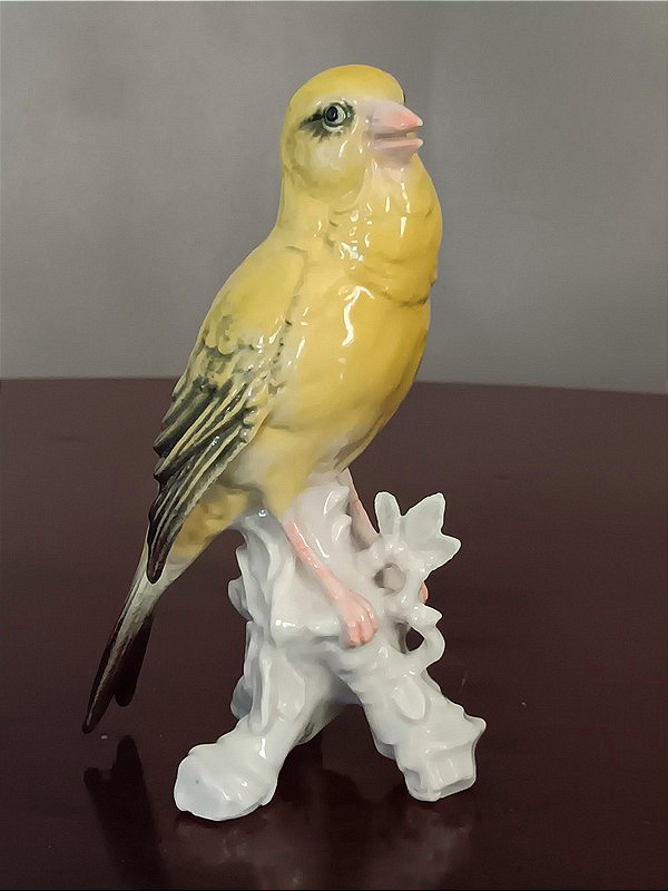 Karl Ens oiseau canari en porcelaine de Saxe signature verte années 1920-photo-2