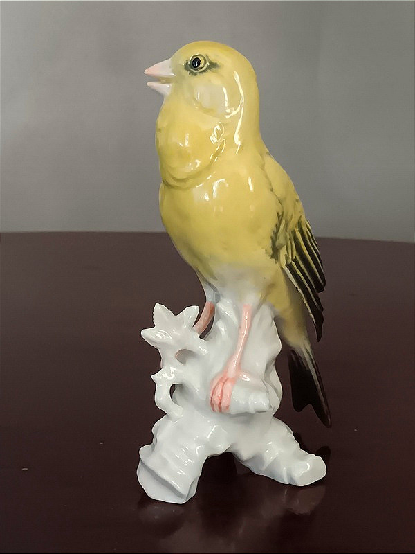 Karl Ens oiseau canari en porcelaine de Saxe signature verte années 1920-photo-3