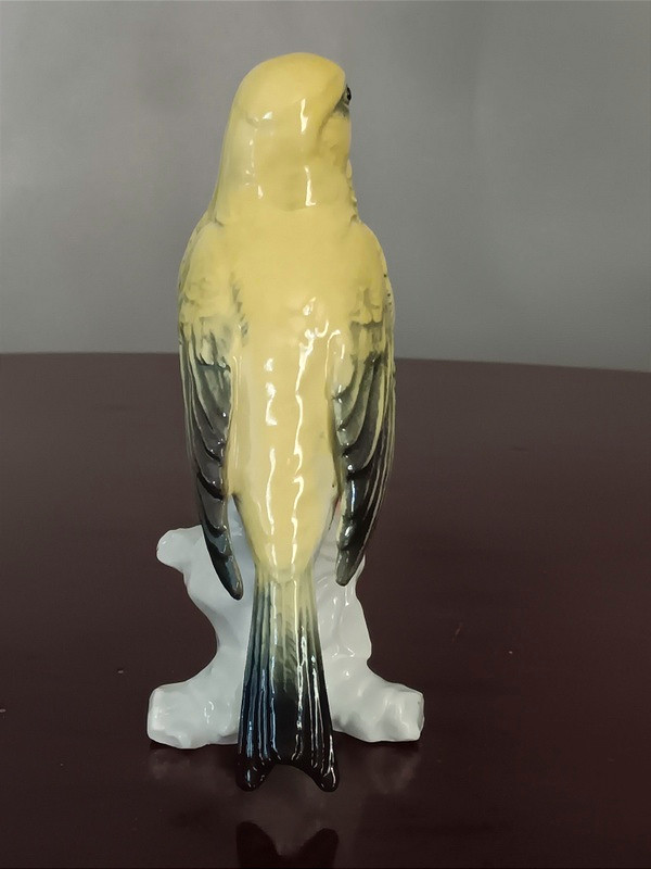 Karl Ens oiseau canari en porcelaine de Saxe signature verte années 1920-photo-1
