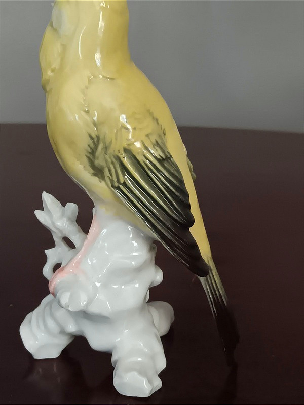Karl Ens oiseau canari en porcelaine de Saxe signature verte années 1920-photo-4