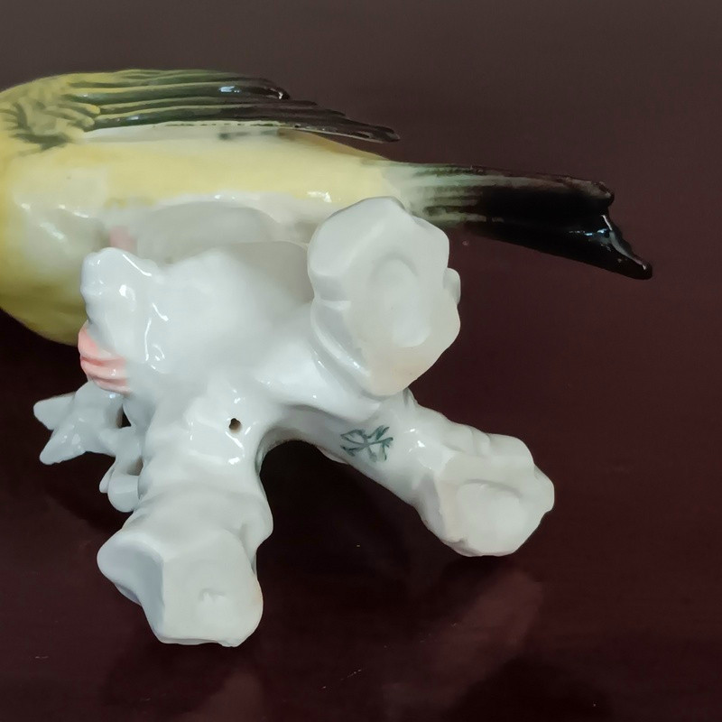 Karl Ens oiseau canari en porcelaine de Saxe signature verte années 1920-photo-5