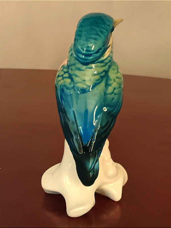Karl Ens Kingfisher Bird In Saxon Porcelain, Green Signature , 1920s-photo-2