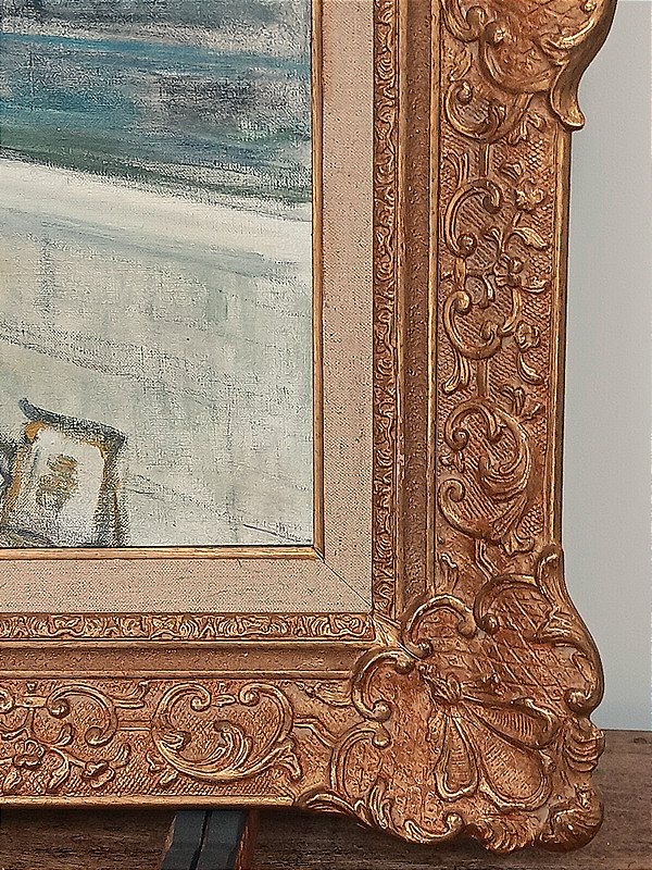 Jules  René Hervé (1887 - 1981) Huile toileTableau Les bouquinistes quais Seine le Louvre Paris-photo-2