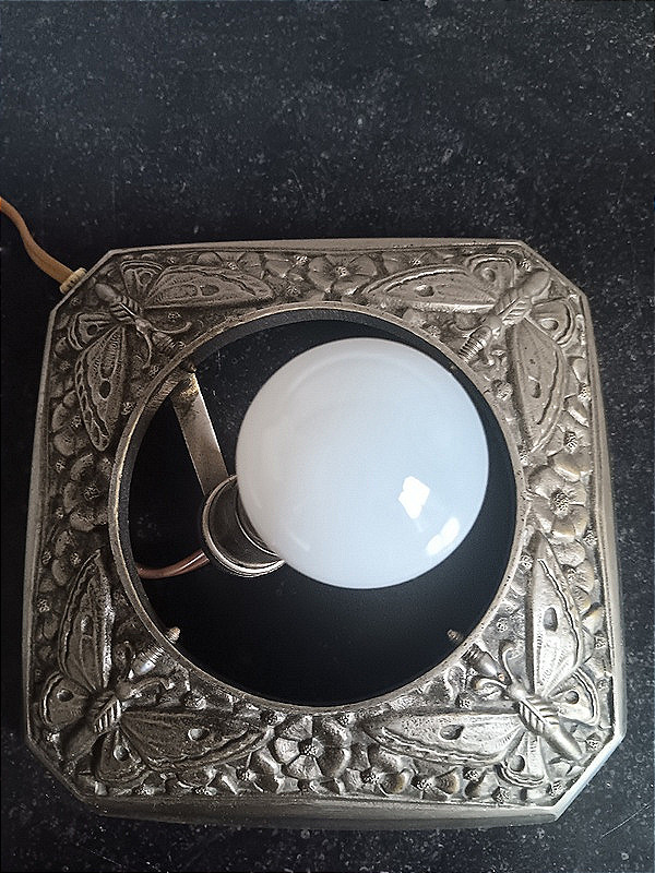  Art Deco "butterfly Ball" Night Light With Nickel-plated Bronze Base, Circa 1925-1930-photo-5