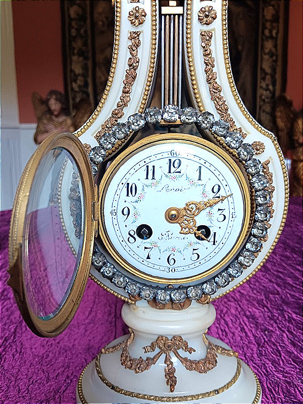 Lyre Clock Marble And Bronze Leroi Paris Medal Vincenti & Cie Louis XVI Napoleon III-photo-4