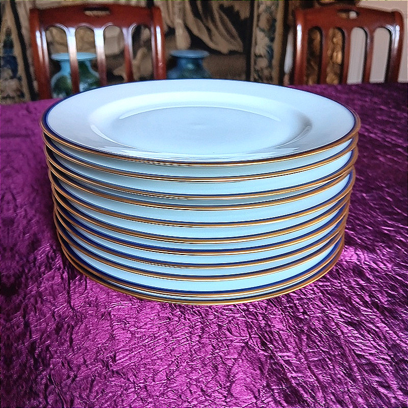 Bernardaud Haussmann Pattern Dessert Plates, Limoges Porcelain Cake Service-photo-3