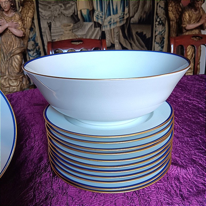 Bernardaud Haussmann Pattern Dessert Plates, Limoges Porcelain Cake Service-photo-4