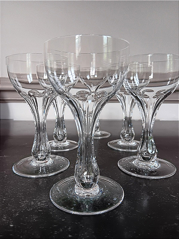 Beautiful Set Of 6 Hollow Stem Champagne Glasses In Crystal -photo-3