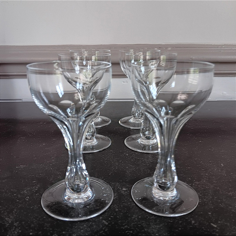 Beautiful Set Of 6 Hollow Stem Champagne Glasses In Crystal -photo-2