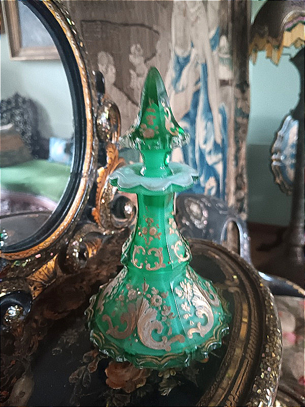 Flacon à parfum En Cristal Taillé Opaline émail et or Dans Le Goût De l'Orient-photo-3