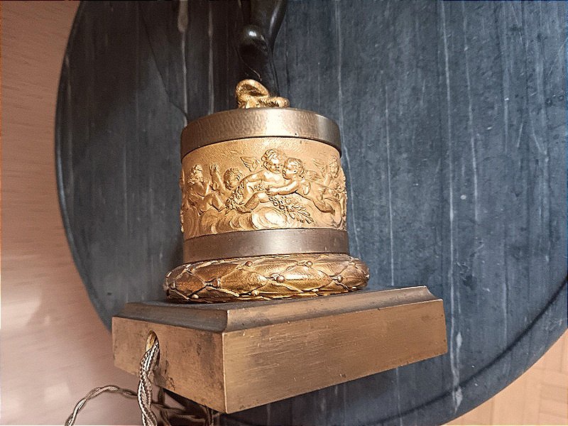 Délicieuse lampe de table putto putti chérubin en Bronze à double patine-photo-3