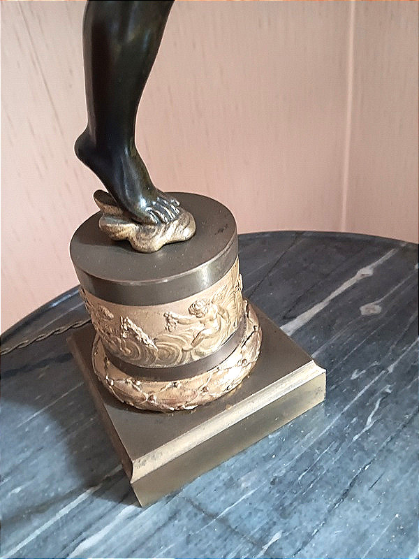 Délicieuse lampe de table putto putti chérubin en Bronze à double patine-photo-7